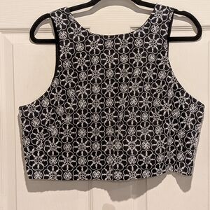 Anthropologie Black and White Floral Tank Top